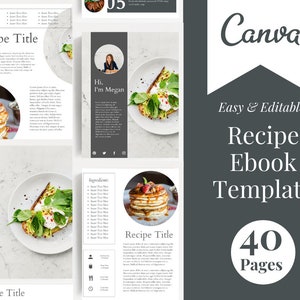 Recipe Book Template | Recipe Ebook | Editable Cookbook | Recipe Cookbook | Canva Ebook | Canva Template | Recipe Binder | Workbook