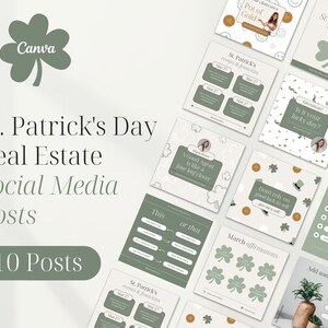 St. Patrick&#39;s Day Real Estate Agent Social Media Posts | March Real Estate Marketing | St. Patrick&#39;s Day Instagram Story | Realtor Instagram
