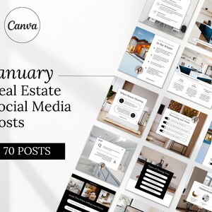 Publication sur les réseaux sociaux de l'agent immobilier de janvier simpliste | Publication Instagram immobilière | Poste d'agent immobilier | Modèle de marketing immobilier | Hiver