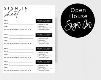 Real Estate Open House Sign in Sheet | Open House Flyers | Real Estate Branding | Realtor Flyers | Realtor Marketing | Real Estate Agent