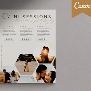 Photography Pricing Template | Photographer Pricing Sheet | Photographer Hand Out | Photography Marketing | Photographer Branding | Flyer