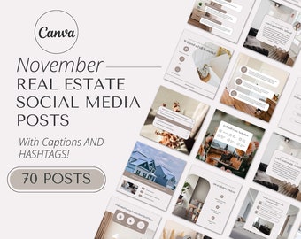 November Real Estate Agent Social Media Posts with Captions | Real Estate Instagram Post | Fall Realtor Post | Realtor Marketing Template