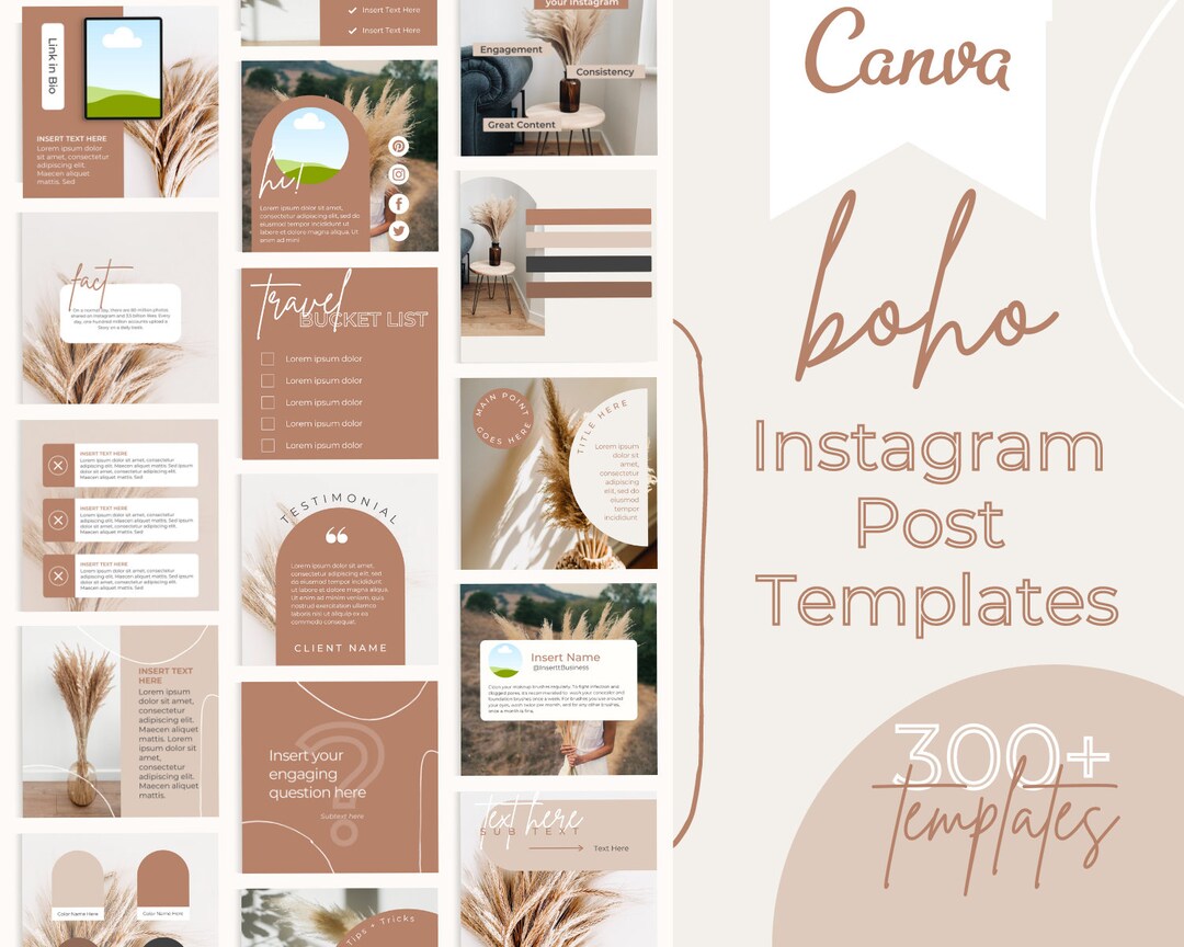 Boho Instagram Post Templates | Social Media Templates Canva | Course ...