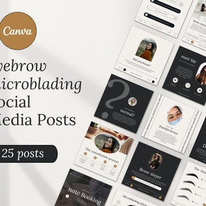 Eyebrow Microblading Instagram Post Templates | Beauty Social Media Posts | Powder Brows | Esthetician Instagram Posts | Lamination | Ombre