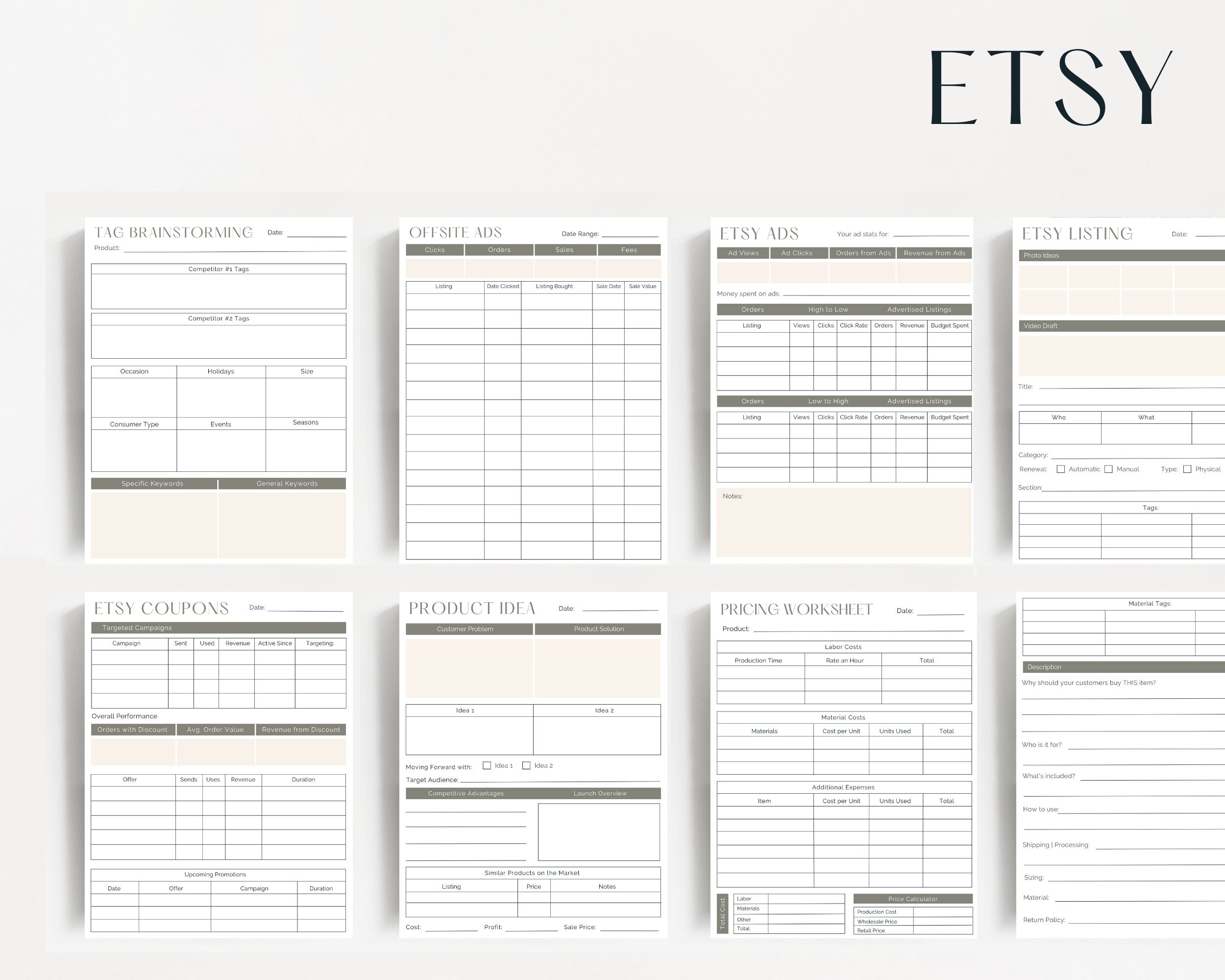 2022 Etsy Marketing Planner Goal Planner Etsy Shop Planner Etsy