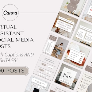 Virtual Assistant Instagram Posts with Captions | Social Media Templates | VA Instagram Posts | Canva Instagram Posts  | Coach Instagram