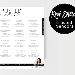 Trusted Vendors Flyer | Real Estate Flyer Templates | Real Estate Flyers | Vendor Referral Guide | Realtor Marketing | Realtor Branding