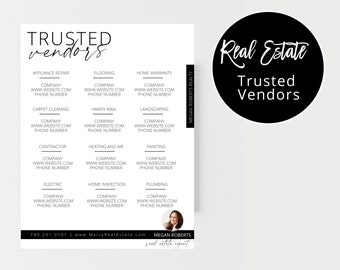 Trusted Vendors Flyer | Real Estate Flyer Templates | Real Estate Flyers | Vendor Referral Guide | Realtor Marketing | Realtor Branding
