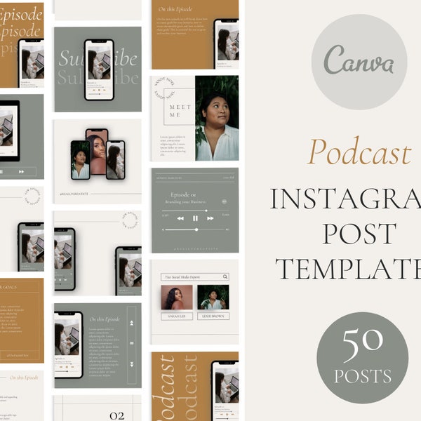 Podcast Instagram Post Templates | Podcast Social Media Posts | Music Instagram Posts | Podcaster Instagram Posts | Social Media | Canva