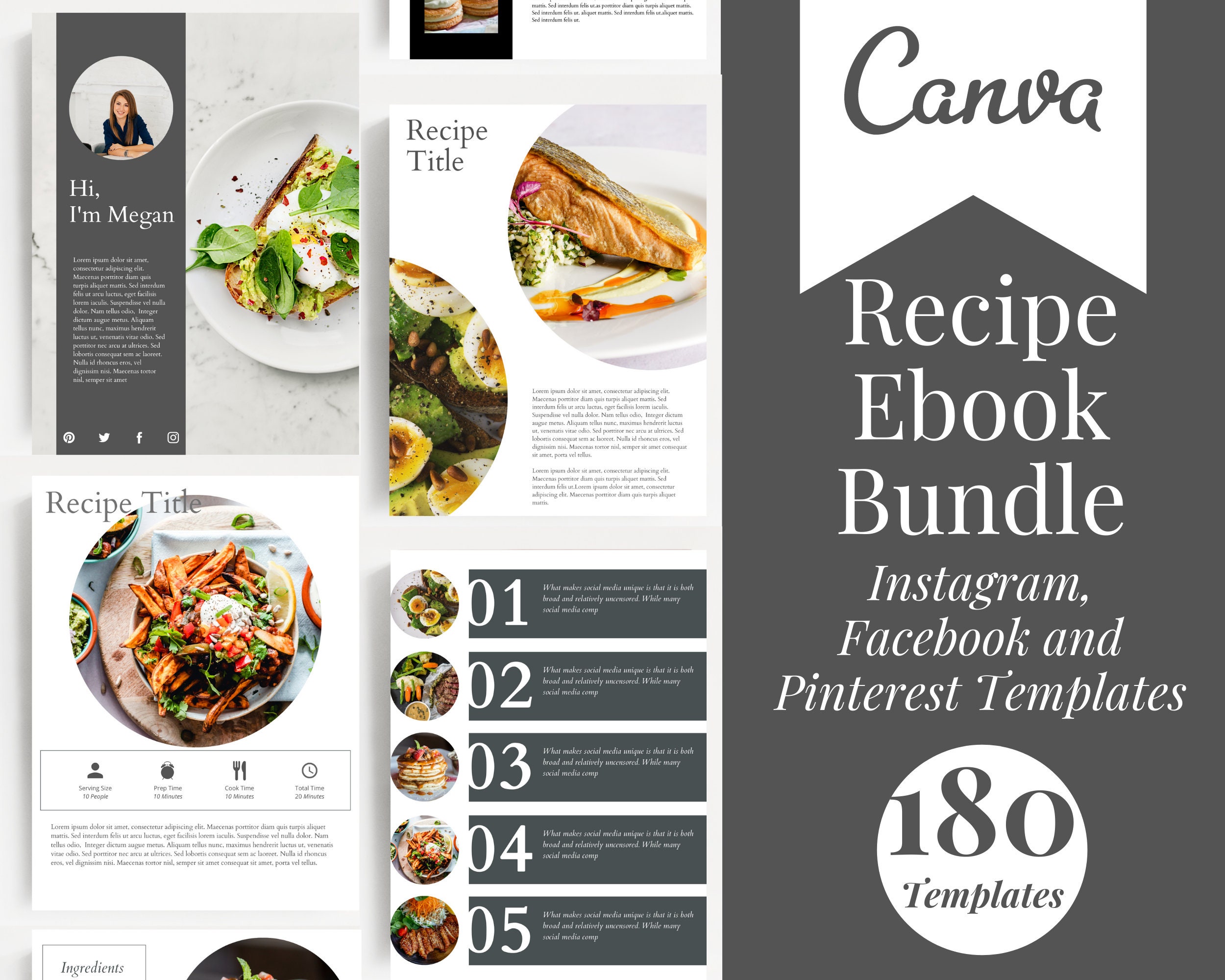 Recipe Ebook Template for Canva Cookbook Food Blogger Printable Recipe  Magazine Editable Recipe Binder Neutral and Boho Color 