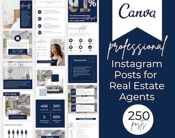 Real Estate Agent Social Media Templates Bundle | Real Estate Marketing | Real Estate Facebook Posts | Realtor Instagram Post | Branding