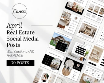 April Real Estate Agent Social Media Posts with Captions | Real Estate Instagram Post | Realtor Post | Real Estate Marketing Template |