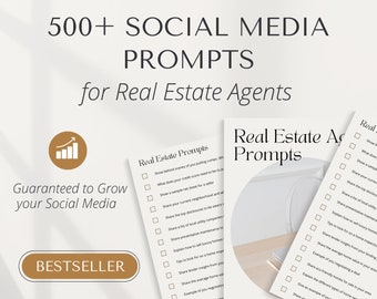 Real Estate Agent Social Media Prompts | Real Estate Agent Content Calendar | Social Media Posts for Real Estate Agents | Realtor Instagram