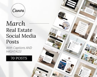 March Real Estate Agent Social Media Posts with Captions | Real Estate Instagram Post | Realtor Post | Real Estate Marketing Templates