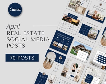 Navy April Real Estate Agent Social Media Post | Real Estate Instagram Post | Realtor Post | Real Estate Marketing Template | Spring