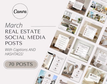 March Real Estate Agent Social Media Posts with Captions | Real Estate Instagram Post | Realtor Post | Real Estate Marketing Templates