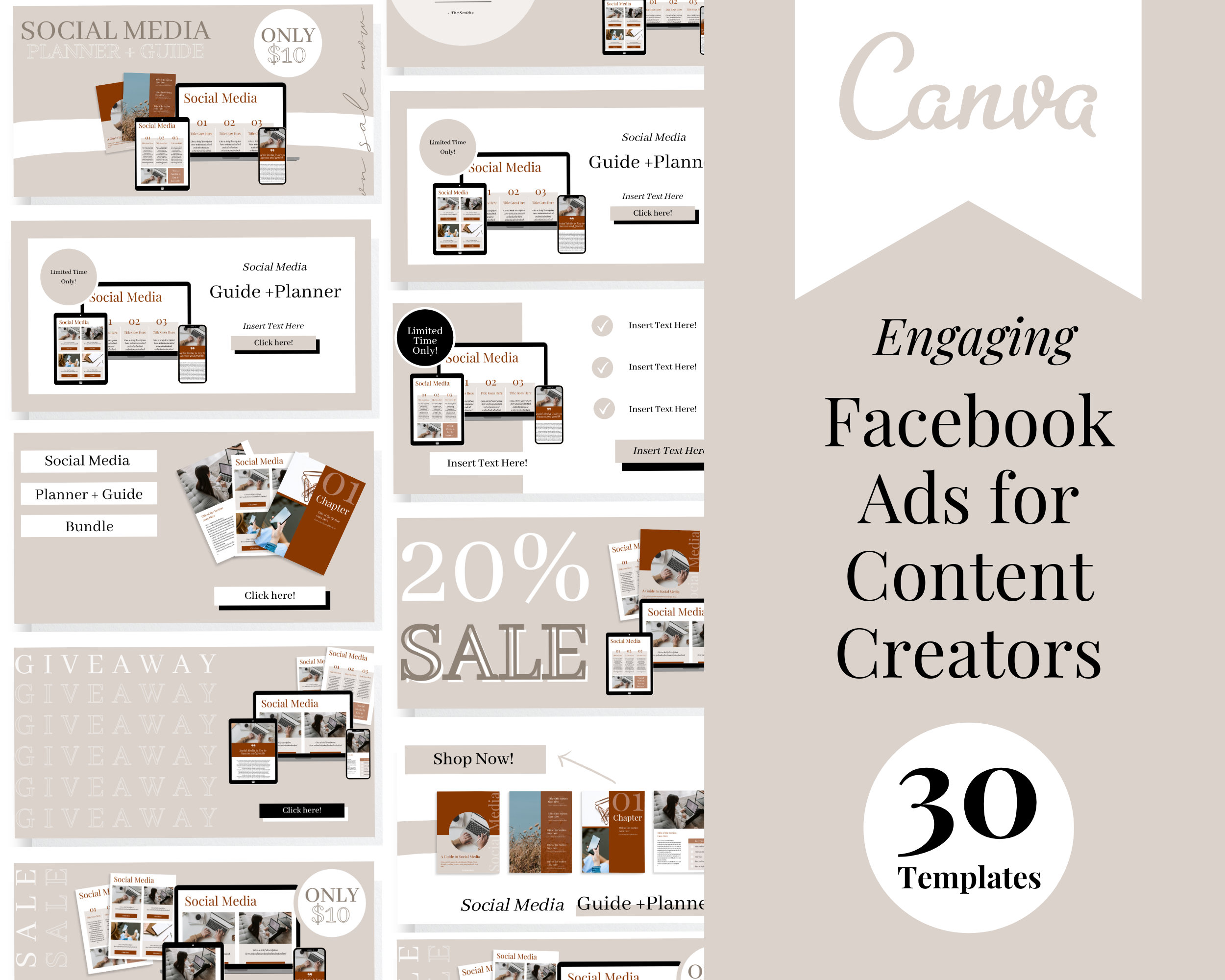 Facebook Ad Templates for Ebooks Social Media Template | Etsy
