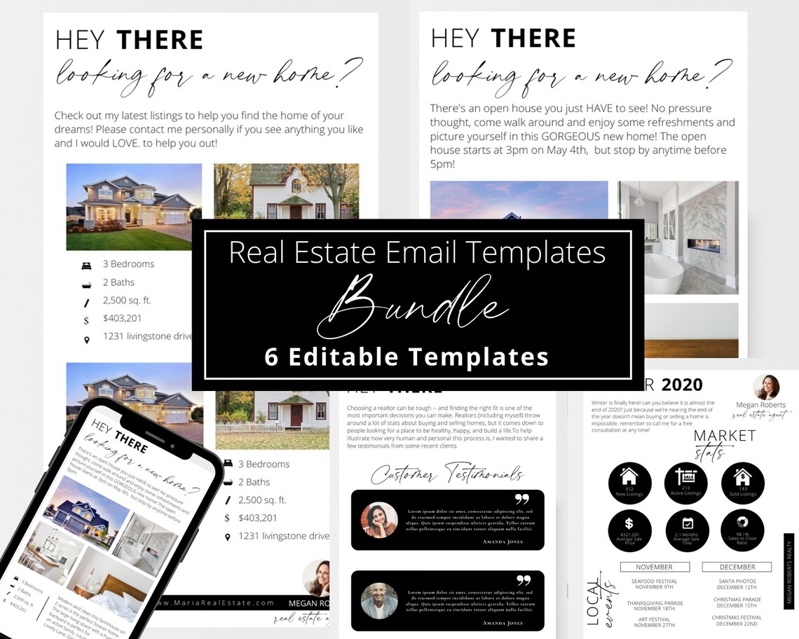 Real Estate Email Templates for Mailchimp Editable Realtor Etsy