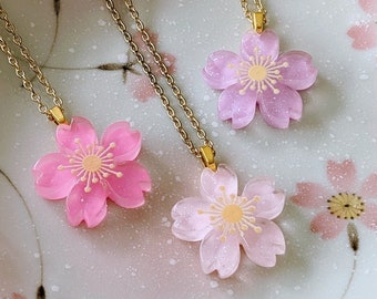 Sakura Flower Resin Necklace