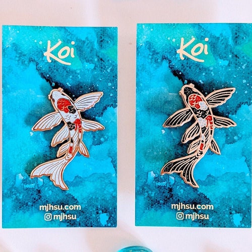 Starry Night Koi Fish Enamel Pin Koi Fish Pin Koi Fish Etsy