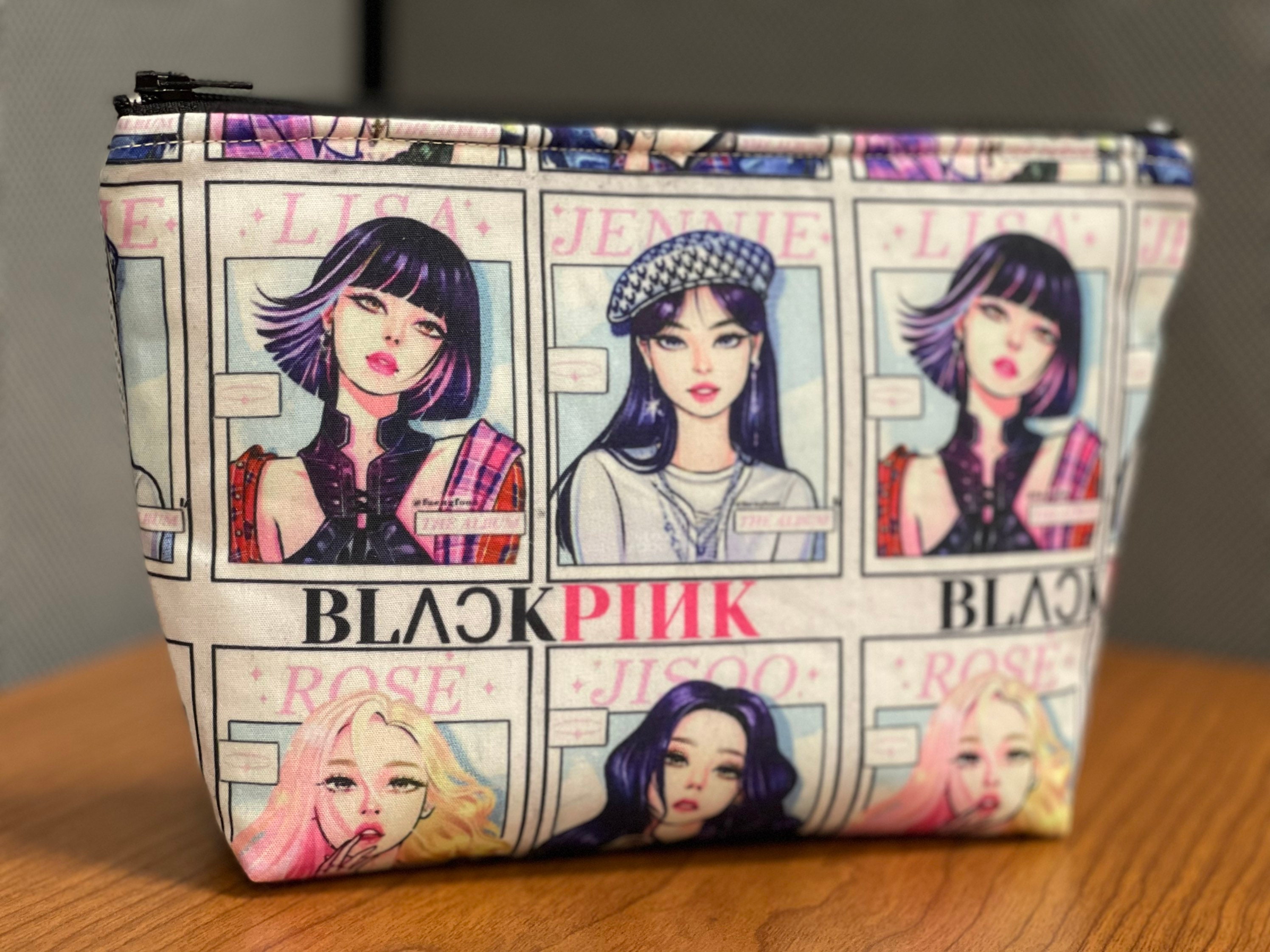 Blackpink Team Pencil Case Girls Printed Pink Pencil Pouch Black