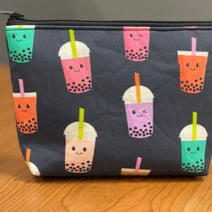 Makeup/Storage Bag - Kawaii Bubble Tea Fabric