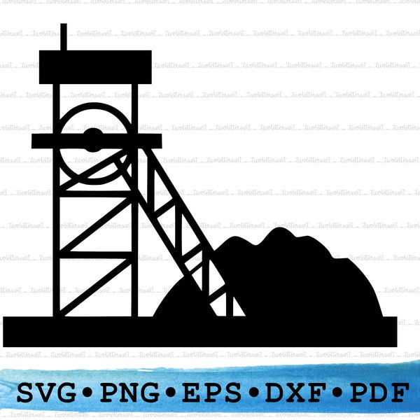 Coal Mine Silhouette, Coal Mine Svg, Coal Mine png, Coal Mine Cricut, Coal Mine Outline, Construction Site, Coal Mine Vector, DXF EPS pdf