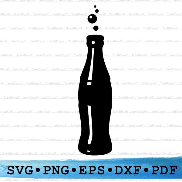 Soda Bottle Silhouette, Soda Bottle Svg, Soda Bottle png, Carbonated Fizzy Drink, Outline Vector DXF EPS pdf cricut, stencil, print at home