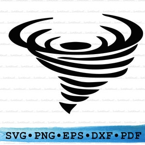 Cyclone Svg, Tornado Silhouette, Vortex Whirlpool Hurricane Cricut Weather Science Vector DXF EPS PDF Png clipart printable Decor Cut File
