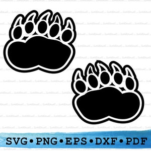 Bear Paw Print SVG DXF PNG EPs pdf – Wilderness Animal Silhouette Cut File Cricut, Nature Clipart, Wild Tracks Vector, Cute Printable Design