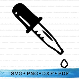 Contagocce Svg, Silhouette collirio, pipetta medicinale Cricut contorno trasparente vettoriale DXF PDF Png clipart stampabile Decor Cut File