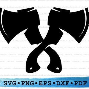 Asce incrociate in formato SVG, sagoma di ascia da battaglia, contorno di vigile del fuoco Cricut vettoriale DXF EPS PDF Png clipart stampabile Decor Download immediato