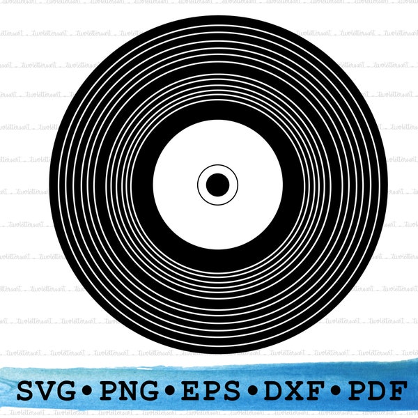 Vinyl Record Svg, Vinyl Record Silhouette, Music Cricut Transparent Outline Vector DXF EPS PDF Png clipart printable Decor Cut File
