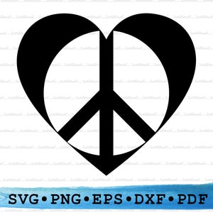 Love Peace silhouet, Love Peace Svg, Love Peace png, Love Peace Cricut, Love Peace symbool, Logo overzicht Vector, DXF EPS pdf