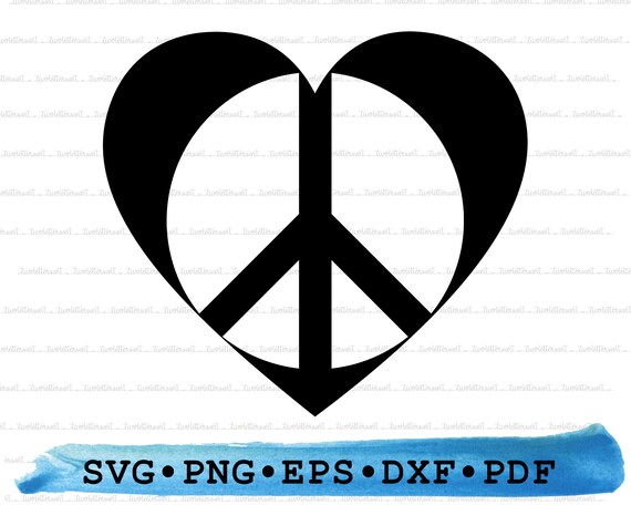 愛と平和のシルエット SVG PNG DXF PDF eps – ハートと平和のシンボル