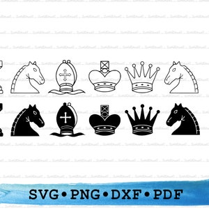 Angled Chess Game Vector Clipart Set / King, Queen, Bishop, Rooke, Knight,  Castle, Pawn Drawing Graphic / PNG, JPG, SVG, Eps