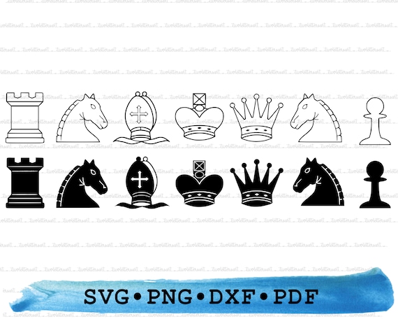 Chess Pieces Svg. Vector Cut file for Cricut, Silhouette, Pdf Png Eps Dxf,  Decal, Sticker, Vinyl, Pin