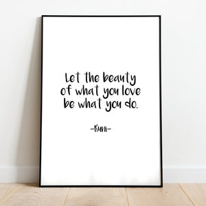 Let the beauty of what you love Rumi Zitat druckbare Wandkunst - handbeschriftetes inspirierendes Dekor für Schlafzimmer Studio Geschenk Sofortdownload