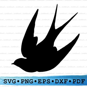 Andorinha Svg, Silhueta De Andorinha, Pássaro Swooping Voando Cricut Transparent Outline Vector DXF EPS PDF Png clipart imprimível Decor Cut File