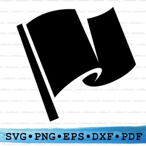 May include: Black and white silhouette of a checkered flag waving in the wind. The flag is on a pole with a white stripe. The image is a digital illustration.