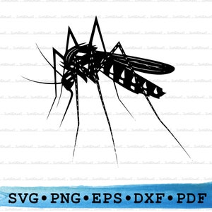 Mosquito Svg Dxf Png Eps Pdf – Insect Silhouette Cut File Cricut, Bug Clipart, Fly Outline Vector, Printable Critter Science Decor Design
