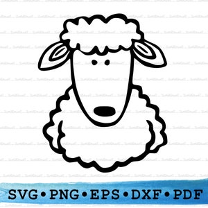 Cartoon schapen Svg, cartoon schapen silhouet, boerderij schattig Cricut transparant overzicht Vector DXF EPS PDF Png clipart afdrukbaar decor gesneden bestand