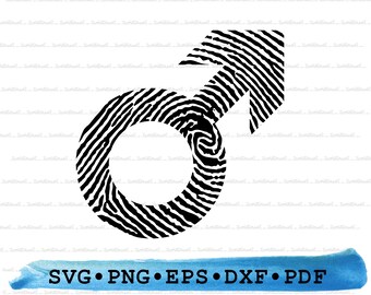 Male Symbol Fingerprint Silhouette, Male Symbol Fingerprint Svg, Male Symbol Fingerprint png, Male Symbol Fingerprint outline, DXF EPS pdf
