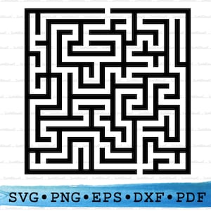 Maze Silhouette, Maze Svg Square Puzzle Labyrinth Cricut Transparent Outline Vector DXF EPS PDF Png clipart printable Decor Instant Download
