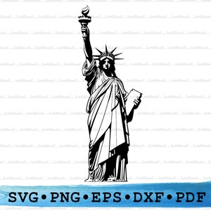 Silhueta da Estátua da Liberdade, Lady Liberty Svg, Monumento de Nova York Cricut Transparent Outline Vector DXF EPS PDF Png clipart para impressão Decoração