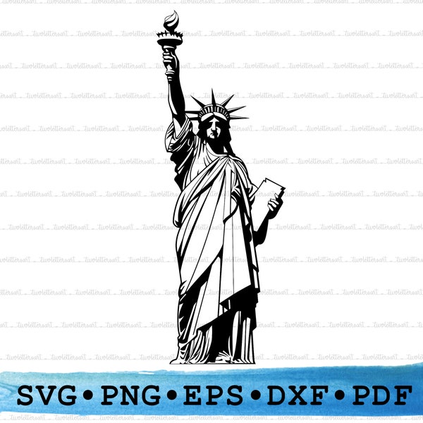 Statue of Liberty Silhouette, Lady Liberty Svg, New York Monument Cricut Transparent Outline Vector DXF EPS PDF Png clipart printable Decor