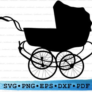 Silhueta de carrinho de bebê vintage, Carrinho de bebê vintage Svg, Carrinho de bebê vintage png, Carrinho de bebê vintage Cricut, Canguru para bebê svg, silhueta de bebê, Chá de bebê DXF EPS PDF