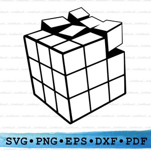 Puede incluir: Un dibujo en blanco y negro de un cubo de Rubik, un juguete de rompecabezas clásico.