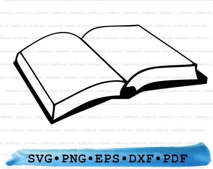 Reading Open Book Vector Clipart / Outline & Stamp Graphic Drawings ...