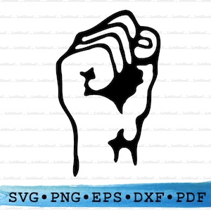 Clenched Raised Fist Silhouette SVG PNG DXF PDf eps – Protest Clipart For Cricut Crafts, Empowerment Decor, Unity Signs & Printable Activist